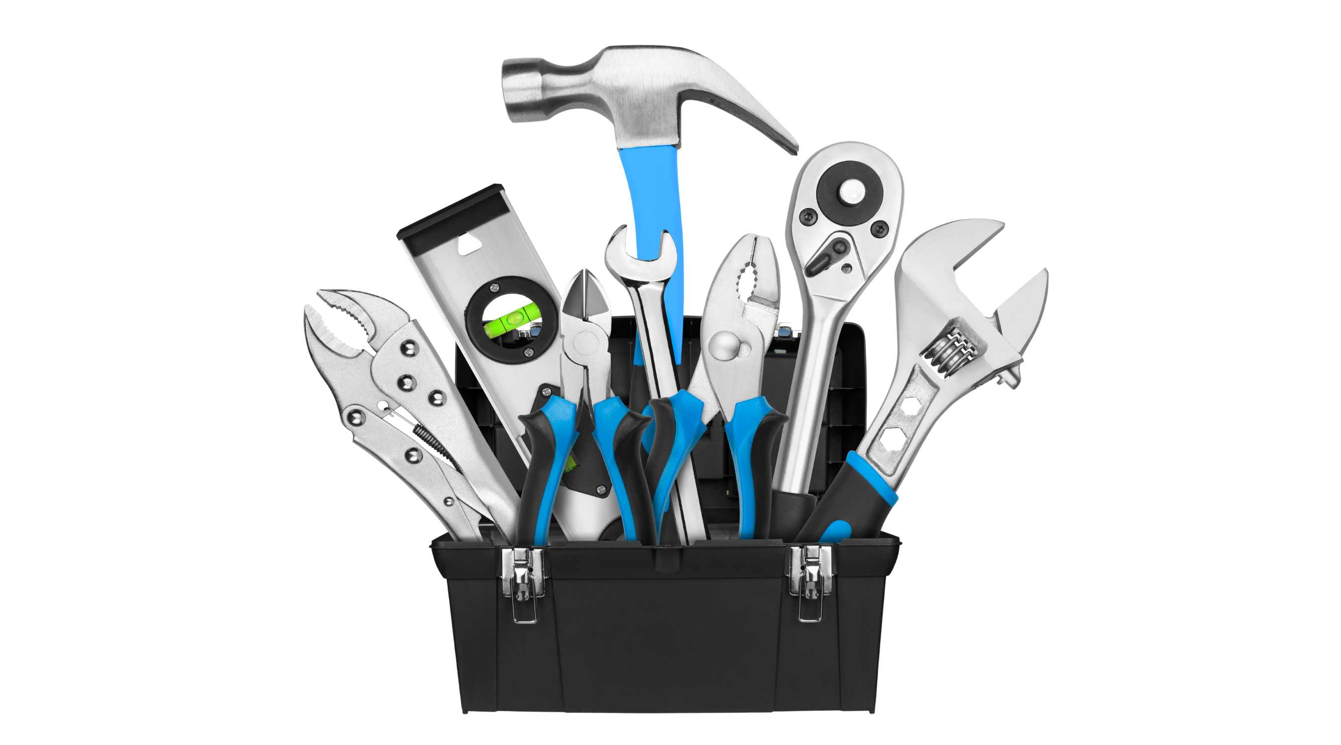 Mani con guanti che sollevano attrezzi professionali